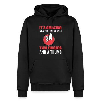 Bowling amusant - Sweat à capuche Premium bio Homme - noir - Devant - Nico (187cm)