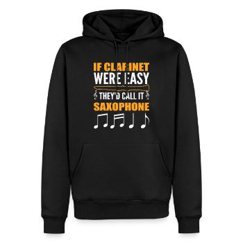 Clarinette Instrument de Musique Clarinette Clarinettiste - Sweat à capuche Premium bio Homme - noir - Devant - Nico (187cm)