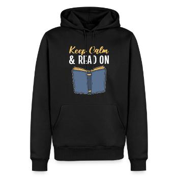 Keep Calm & Read On Bibliophile - Männer Premium Bio Hoodie - Schwarz - Vorne - Nico (187cm)