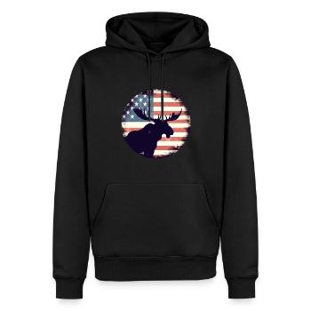 Amerikanische Flagge Elch - Männer Premium Bio Hoodie - Schwarz - Vorne - Nico (187cm)