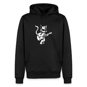 Katze spielt Gitarre - Männer Premium Bio Hoodie - Schwarz - Vorne - Nico (187cm)