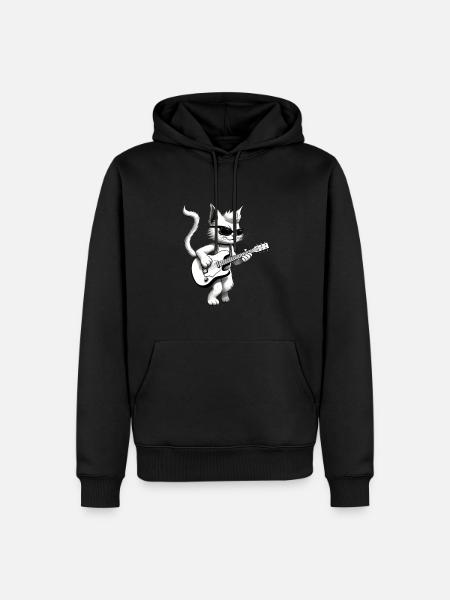 Cat playing guitar - Men’s Premium Organic Hoodie - black
