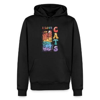 Ich Liebe Katzen - Männer Premium Bio Hoodie - Schwarz - Vorne - Nico (187cm)