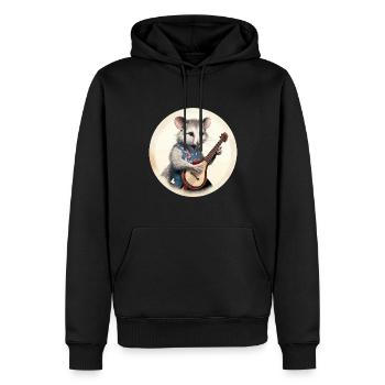 L’opossum joue du banjo - Sweat à capuche Premium bio Homme - noir - Devant - Nico (187cm)