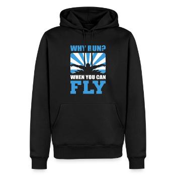 Why Run When You Can Fly Schwimmlehrer - Männer Premium Bio Hoodie - Schwarz - Vorne - Nico (187cm)