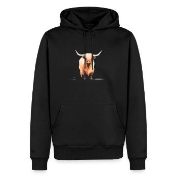 Geometrisches Hochlandkuh-design - Männer Premium Bio Hoodie - Schwarz - Vorne - Nico (187cm)