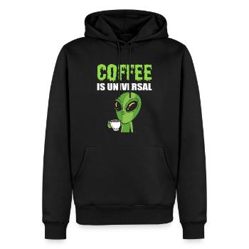 Alien drink coffee addict - Sweat à capuche Premium bio Homme - noir - Devant - Nico (187cm)
