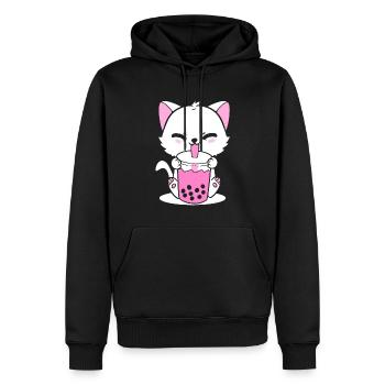 Chat buvant Boba Amoureux des chats - Sweat à capuche Premium bio Homme - noir - Devant - Nico (187cm)