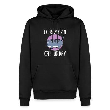 Toiletteur mignon chaton chat - Sweat à capuche Premium bio Homme - noir - Devant - Nico (187cm)