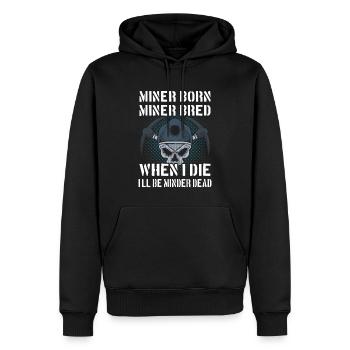 Proud miner - Men’s Premium Organic Hoodie - black - Front - Nico (187cm)