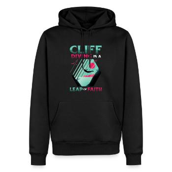 Le saut de falaise est un acte de foi - Sweat à capuche Premium bio Homme - noir - Devant - Nico (187cm)