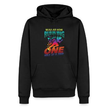 Marathon, un kilomètre à la fois Marathon - Sweat à capuche Premium bio Homme - noir - Devant - Nico (187cm)
