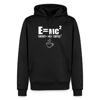 E=mc2 Énergie=Café au lait Amateurs de café - Sweat à capuche Premium bio Homme - noir - Devant - Nico (187cm)