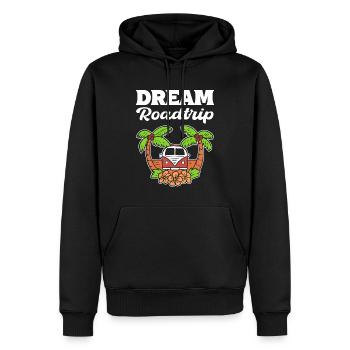 Dream Roadtrip Forscher - Männer Premium Bio Hoodie - Schwarz - Vorne - Nico (187cm)