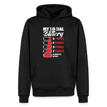 My Social Battery Einzelgänger - Männer Premium Bio Hoodie - Schwarz - Vorne - Nico (187cm)