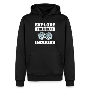Explorez le grand amateur de jeux de société à l’intérieur - Sweat à capuche Premium bio Homme - noir - Devant - Nico (187cm)