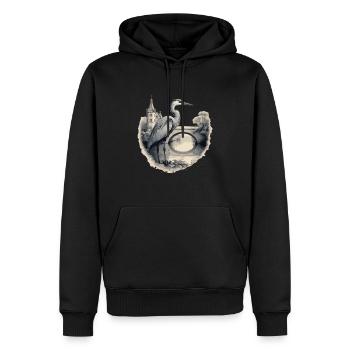 Majestätischer Graureiher - Männer Premium Bio Hoodie - Schwarz - Vorne - Nico (187cm)