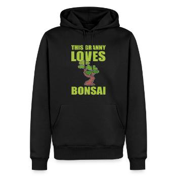 Grand-mère aime le botaniste bonsaï - Sweat à capuche Premium bio Homme - noir - Devant - Nico (187cm)