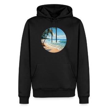 Lustige Strandabenteuer - Dein Sommerurlaubsshirt - Männer Premium Bio Hoodie - Schwarz - Vorne - Nico (187cm)