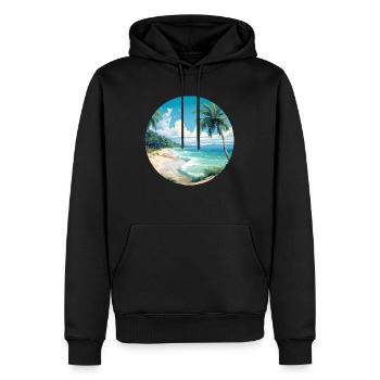 Da kommt Urlaubsfreude auf - Männer Premium Bio Hoodie - Schwarz - Vorne - Nico (187cm)