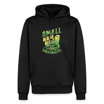 Kleine Vögel Große Persönlichkeit, Wellensittich - Männer Premium Bio Hoodie - Schwarz - Vorne - Nico (187cm)