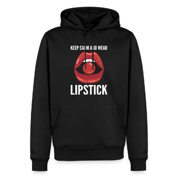 Lippenstift tragen Maskenbildner - Männer Premium Bio Hoodie - Schwarz - Vorne - Nico (187cm)