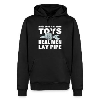 Echte Männer legen Pfeife Fitter dämpfen - Männer Premium Bio Hoodie - Schwarz - Vorne - Nico (187cm)