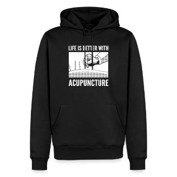 Nadeltherapie Zertifizierter Akupunkteur - Männer Premium Bio Hoodie - Schwarz - Vorne - Nico (187cm)