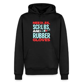 Punktionskraft - Männer Premium Bio Hoodie - Schwarz - Vorne - Nico (187cm)