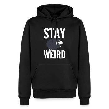 Stay Weird Hirt - Männer Premium Bio Hoodie - Schwarz - Vorne - Nico (187cm)