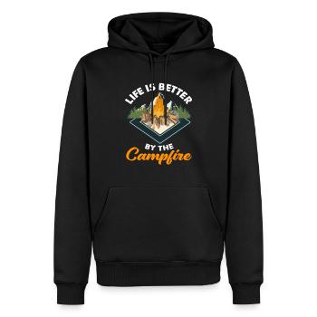 Leben Lagerfeuer Camping Camper - Männer Premium Bio Hoodie - Schwarz - Vorne - Nico (187cm)
