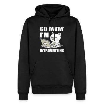 Go Away I'm Introverting Katzenmama - Männer Premium Bio Hoodie - Schwarz - Vorne - Nico (187cm)