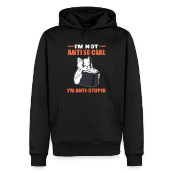 I'm Not Anti-Social I'm Anti Stupid Buchliebhaber - Männer Premium Bio Hoodie - Schwarz - Vorne - Nico (187cm)