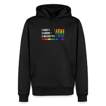 Fierté pour l’égalité des droits de la personne LGBTQ - Sweat à capuche Premium bio Homme - noir - Devant - Nico (187cm)