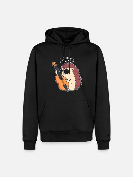 Igel spielt Cello Cello-Spieler - Männer Premium Bio Hoodie - Schwarz