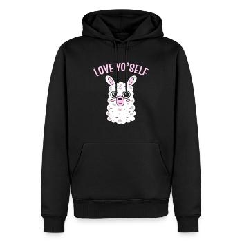 Love Yo'self Bauer - Männer Premium Bio Hoodie - Schwarz - Vorne - Nico (187cm)