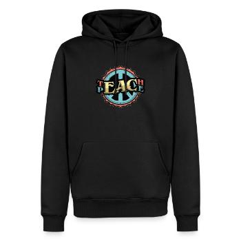 Enseigner la paix - Sweat à capuche Premium bio Homme - noir - Devant - Nico (187cm)