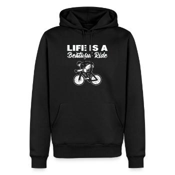 Life Is A Beautiful Ride Biker - Männer Premium Bio Hoodie - Schwarz - Vorne - Nico (187cm)