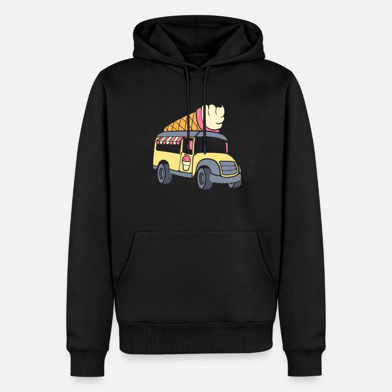Rosa Eiswagen Eiscreme Scooper - Männer Premium Bio Hoodie - Schwarz