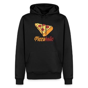 Pizzaholic pizzaholic slice pizza cadeau - Sweat à capuche Premium bio Homme - noir - Devant - Nico (187cm)