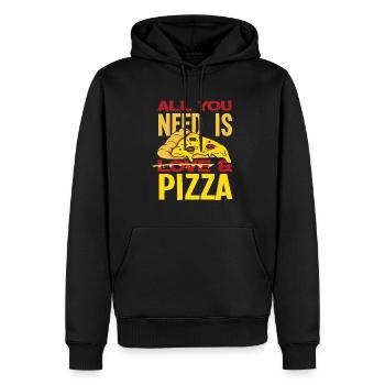 All I need is pizza - Men’s Premium Organic Hoodie - black - Front - Nico (187cm)