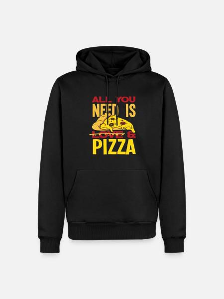 All I need is pizza - Men’s Premium Organic Hoodie - black