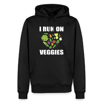 I Run On Veggies Vegan - Männer Premium Bio Hoodie - Schwarz - Vorne - Nico (187cm)