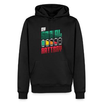 Meine Sozialbatterie - Asozialer Introvertierter - Männer Premium Bio Hoodie - Schwarz - Vorne - Nico (187cm)