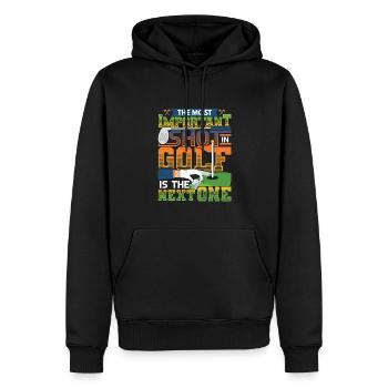 Le coup le plus important au golf est le prochain - Sweat à capuche Premium bio Homme - noir - Devant - Nico (187cm)