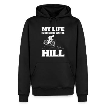 My Life Is Going Down The Hill Radfahrer - Männer Premium Bio Hoodie - Schwarz - Vorne - Nico (187cm)