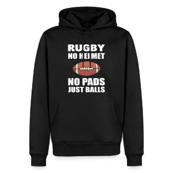 Rugby No Helmet No Pads Just Balls Rugby Spieler - Männer Premium Bio Hoodie - Schwarz - Vorne - Nico (187cm)