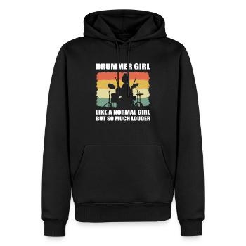 Mädchen spielt Drums Schlagzeugerin - Männer Premium Bio Hoodie - Schwarz - Vorne - Nico (187cm)