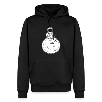 Astronaut sitzt - Männer Premium Bio Hoodie - Schwarz - Vorne - Nico (187cm)