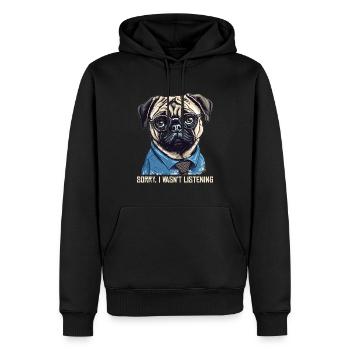 Carlin - Désolé de ne pas écouter - Sweat à capuche Premium bio Homme - noir - Devant - Nico (187cm)